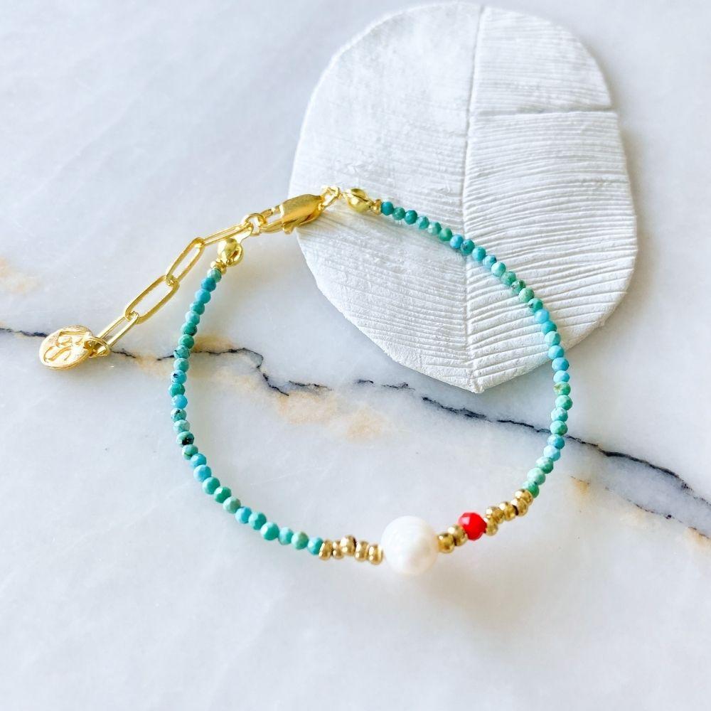 Medi Natural Pearl Turquoise Bracelet