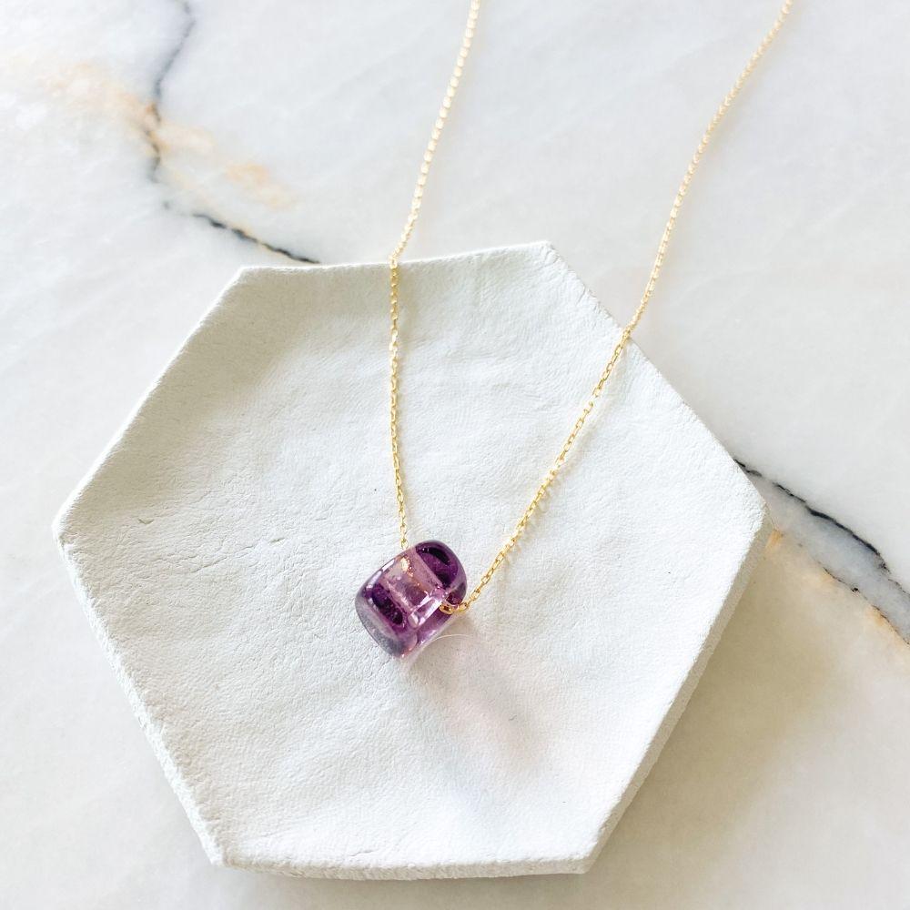 Nile Silver Chain Necklace | Purple Bead