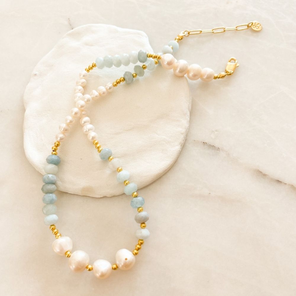 Odette Aquamarine & Pearl Necklace