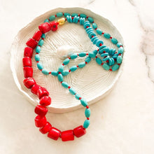 Load image into Gallery viewer, Pirate&#39;s Luck Coral &amp; Turquoise Necklace
