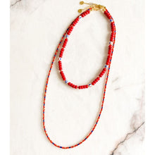 Load image into Gallery viewer, Sand Castle Coral &amp; Lapis Lazuli Necklace
