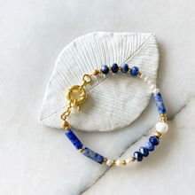 Load image into Gallery viewer, Seraphina Sodalite &amp; Blue Aventurine &amp; Pearl Bracelet
