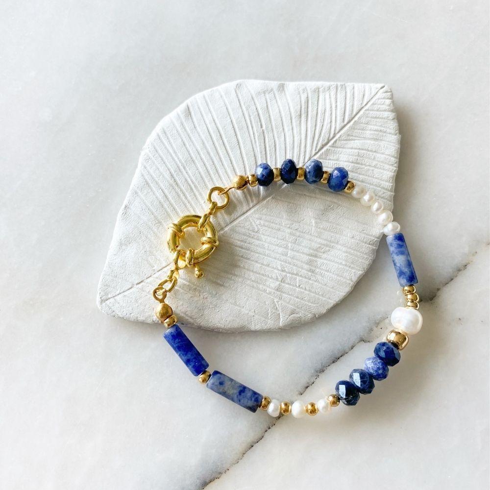 Seraphina Sodalite & Blue Aventurine & Pearl Bracelet