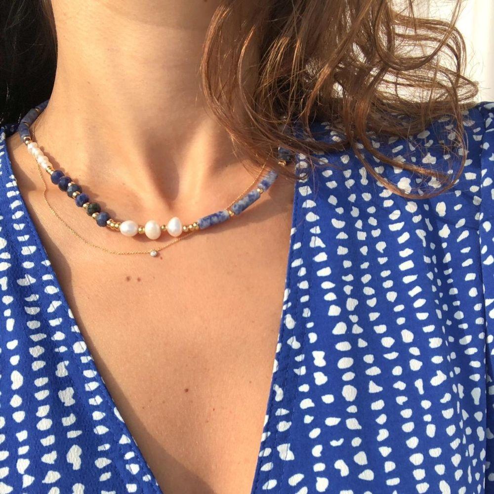 Seraphina Sodalite & Blue Aventurine & Pearl Necklace