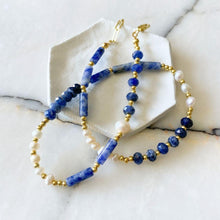 Load image into Gallery viewer, Seraphina Sodalite &amp; Blue Aventurine &amp; Pearl Necklace
