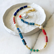 Load image into Gallery viewer, Sienna Lapis Lazuli &amp; Coral &amp; Agate Necklace
