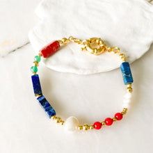 Load image into Gallery viewer, Sienna Lapis Lazuli &amp; Coral &amp; Agate Bracelet
