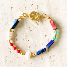 Load image into Gallery viewer, Sienna Lapis Lazuli &amp; Coral &amp; Agate Bracelet
