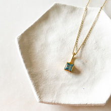 Load image into Gallery viewer, Square Blue Topaz Charm
