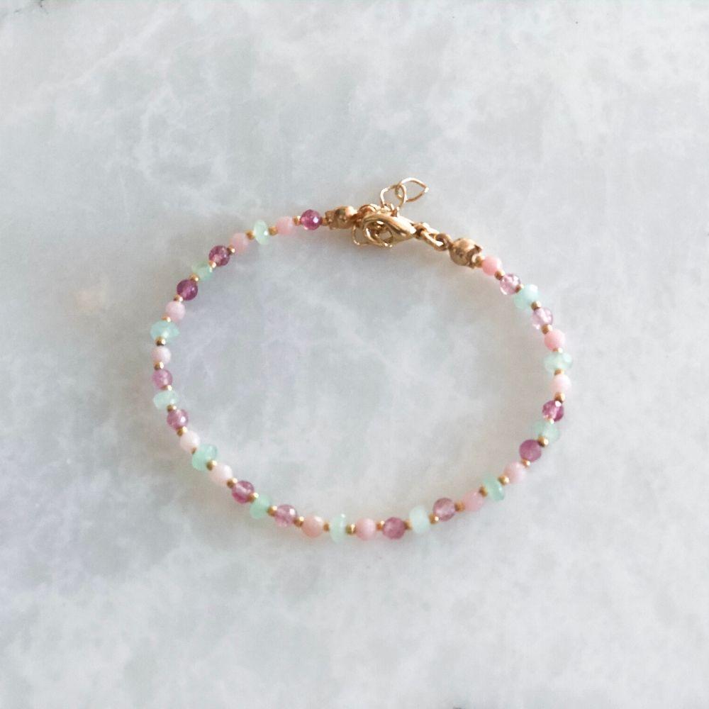 Summer Pink Opal & Jade & Quartz Bracelet