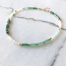 Load image into Gallery viewer, Yasmin Aventurine &amp; Mossy Agate &amp; Jade &amp; Pearl Necklace

