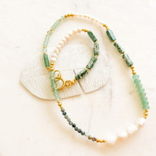 Load image into Gallery viewer, Farrah Emerald &amp; Aventurine &amp; Moss Agate &amp; Pearl Necklace | Double Trouble Collection
