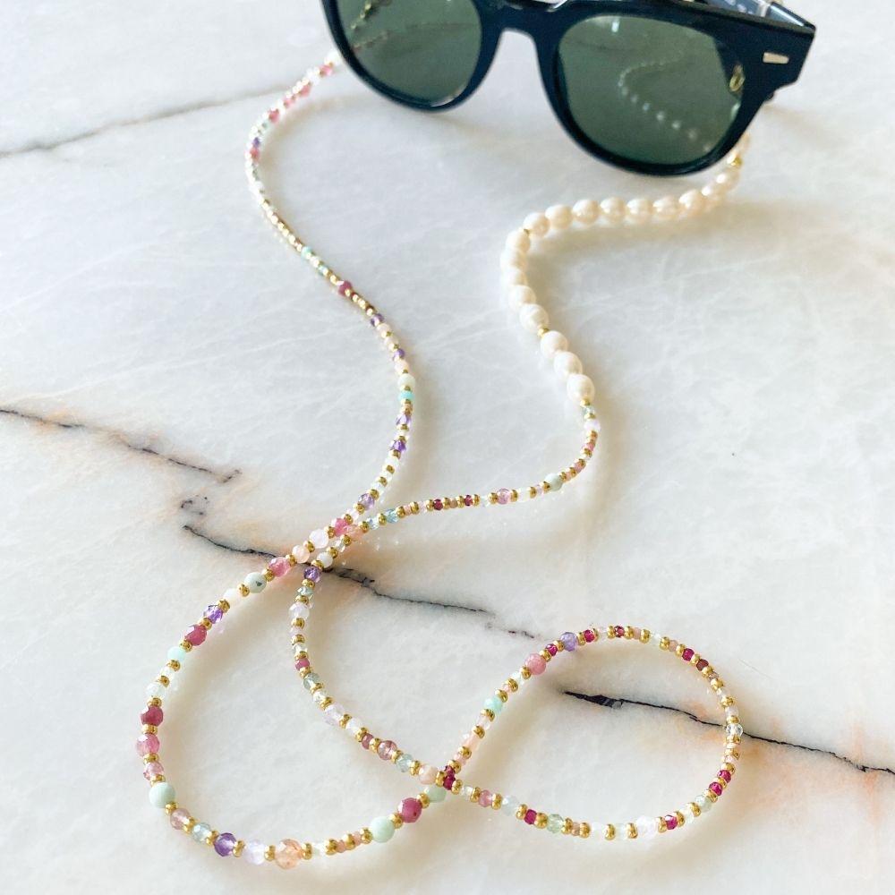 Isabelle Pearl & Natural Stone Eyeglass Chain