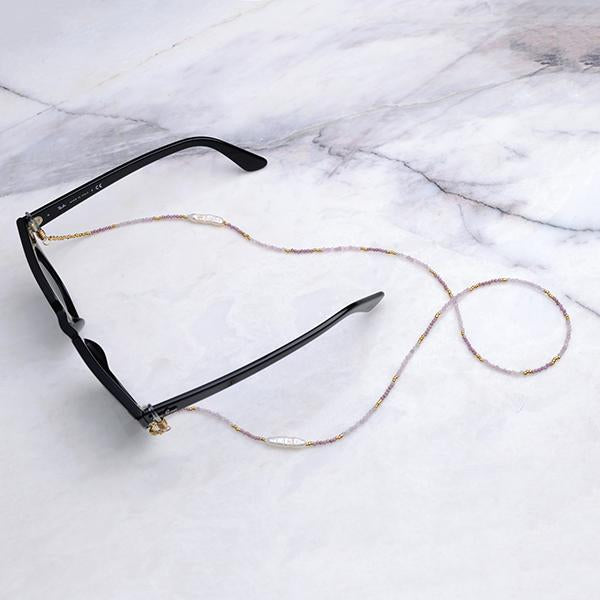 Lina Natural Pearl Amethyst Eyeglass Chain