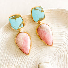 Load image into Gallery viewer, Terra Cotta Rhodochrosite &amp; Turquoise Earrings I Limited Edition

