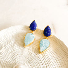 Load image into Gallery viewer, Terrazzo Lapis Lazuli &amp; Larimar Earrings I Limited Edition

