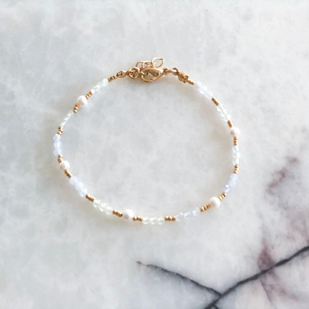 Willow Natural Pearl Aquamarine & Agate Bracelet